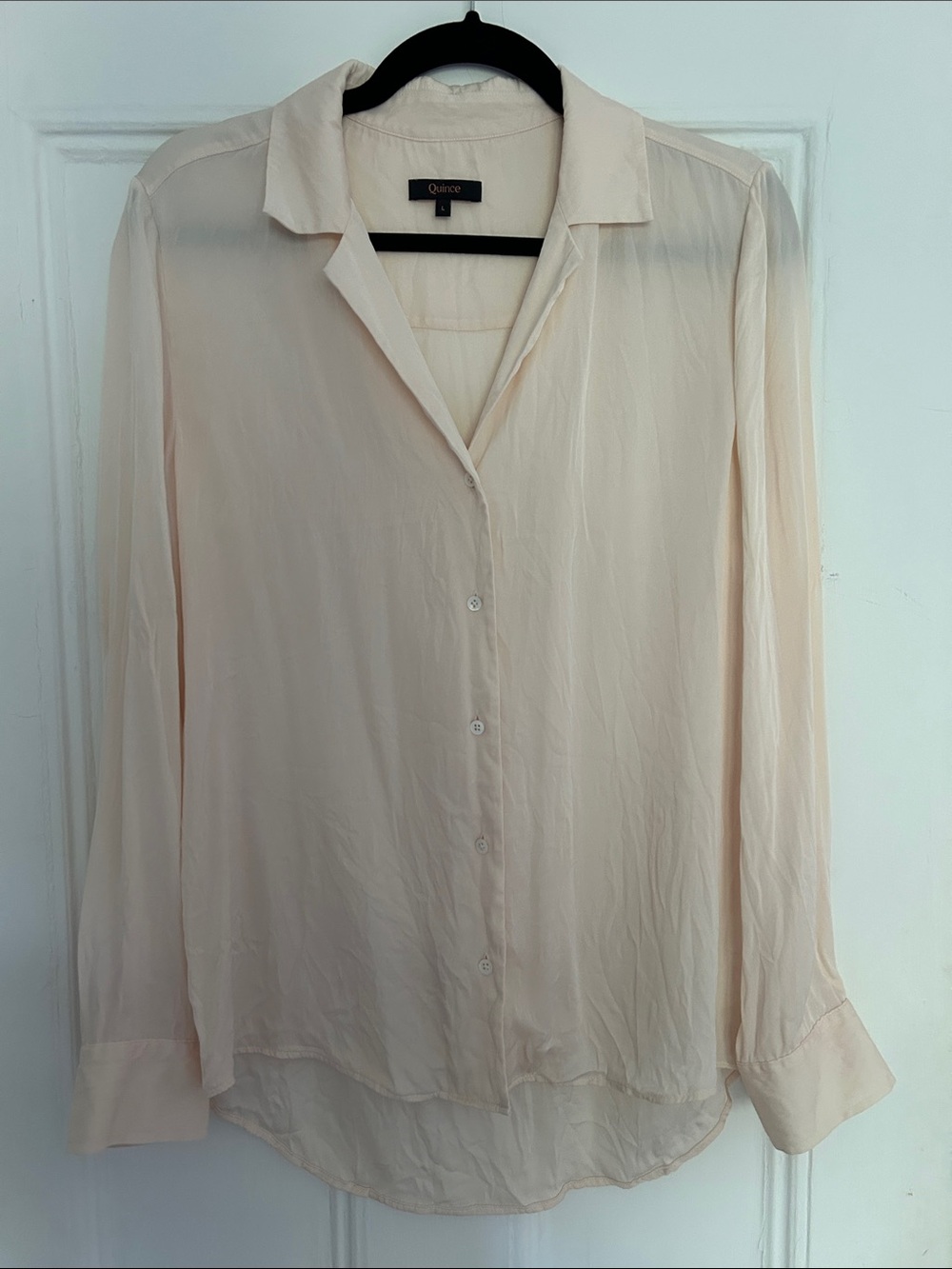 Quince Washable Stretch Silk Notch Collar Blouse
